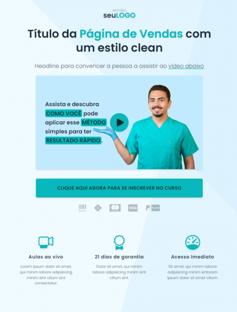 imagem desktop da página Página de Vendas (fictício)